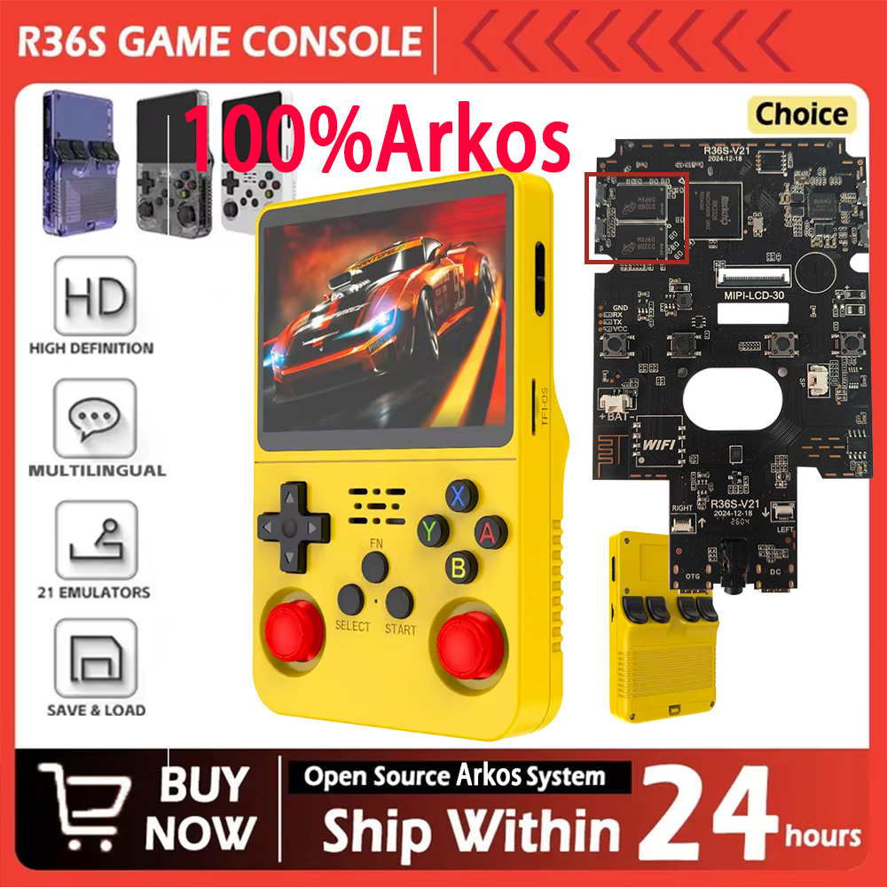 Retro Handheld Game Console R36S - R36S ใหม่ 100% คอนโซลเกมย้อนยุคระบบ Arkos ขนาด