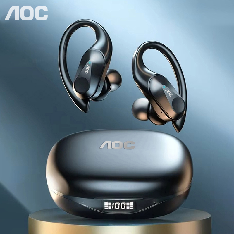 Video Games - ช้อยส์ AOC ชุดหูฟังกีฬาไร้สายบลูทูธ 6.0 หูฟังกันน้ำ LED